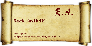 Reck Anikó névjegykártya